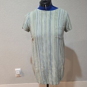 Cloth & Stone Green and Blue Striped Mini Dress
